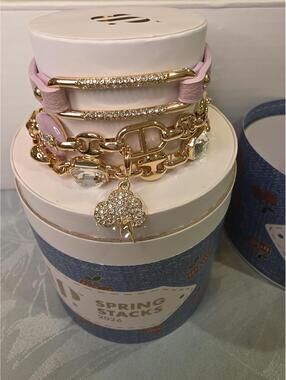 Sparkle Through The Storm Gold Plated Bracelet Set with Lab Created Stones